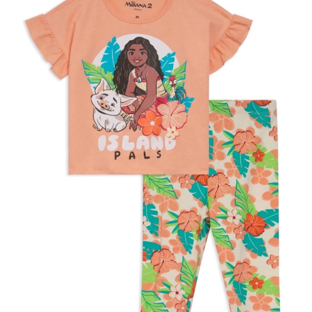 Disney Orange and Green Pajama Set Matching Set